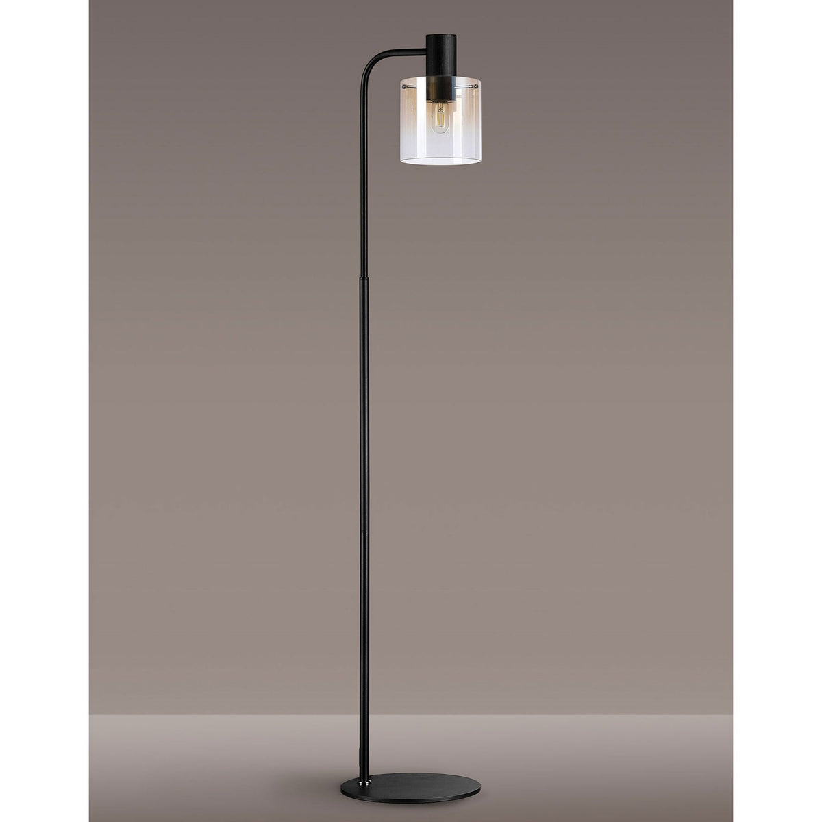 Belstone Floor Lamp in Black & Chrome with Amber Fade Glass