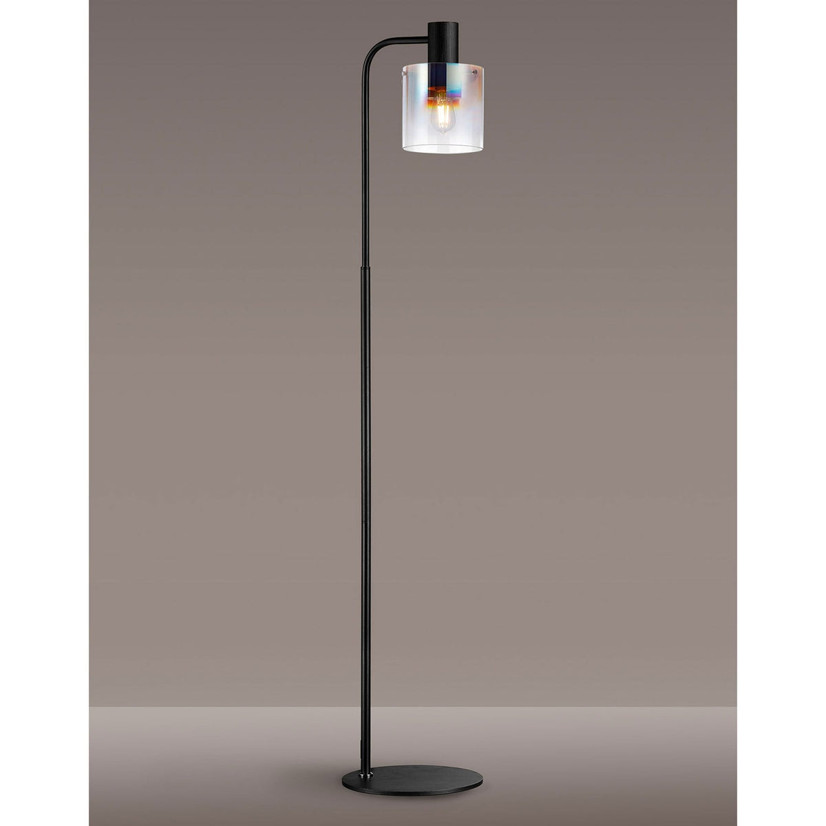 Belstone Floor Lamp in Black & Chrome with Iridescent Fade Glass