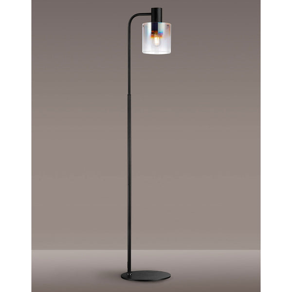 Belstone Floor Lamp in Black & Chrome with Iridescent Fade Glass