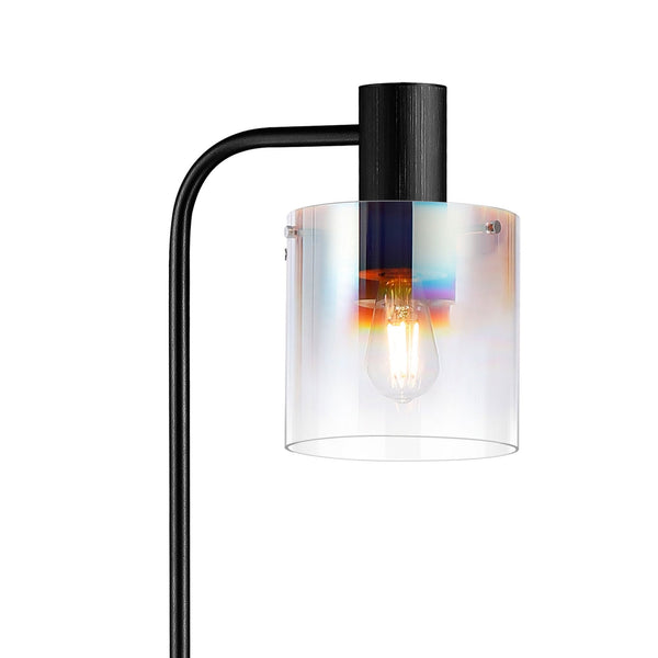 Belstone Floor Lamp in Black & Chrome with Iridescent Fade Glass