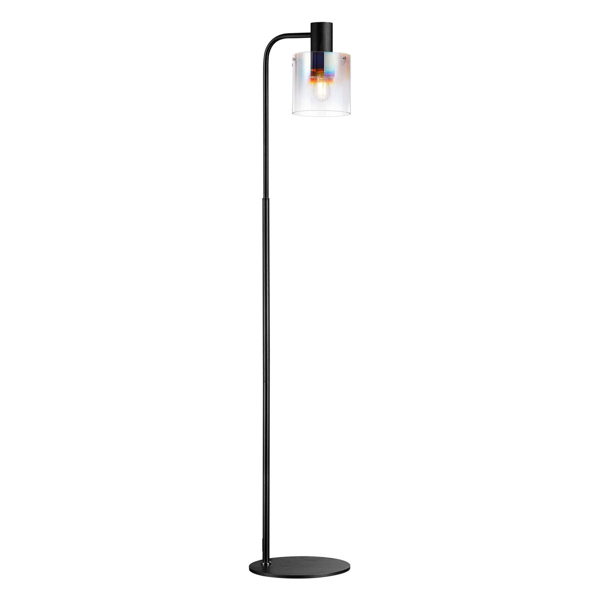 Belstone Floor Lamp in Black & Chrome with Iridescent Fade Glass