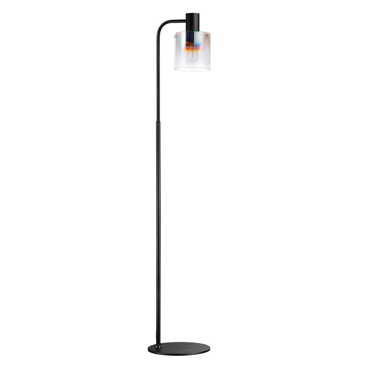 Belstone Floor Lamp in Black & Chrome with Iridescent Fade Glass