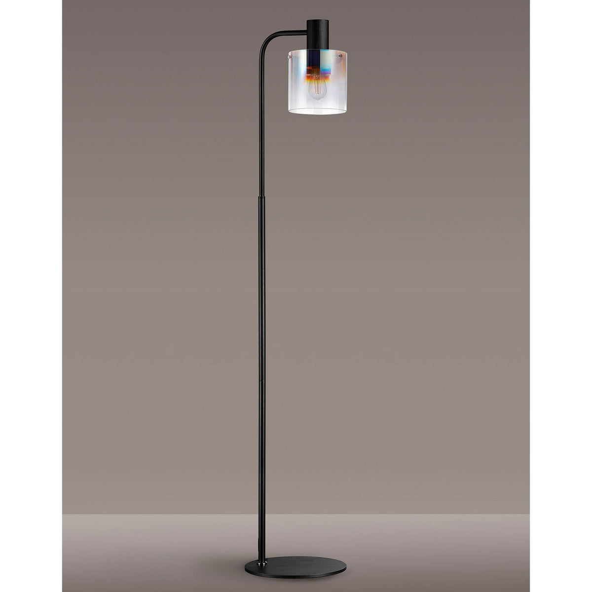 Belstone Floor Lamp in Black & Chrome with Iridescent Fade Glass
