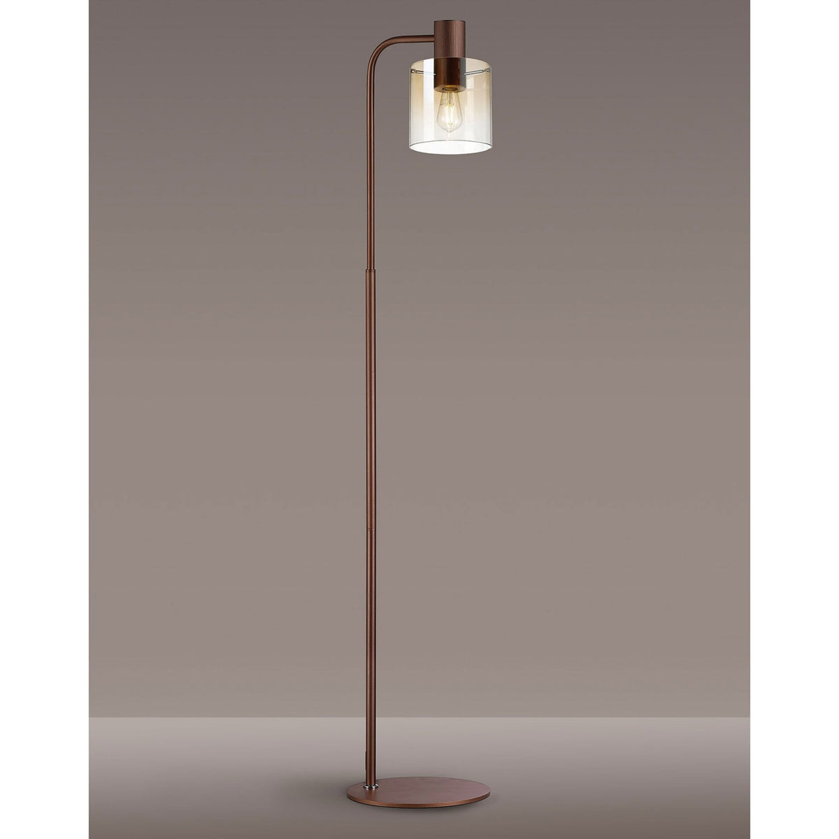 Belstone Floor Lamp in Mocha with Amber Fade Glass
