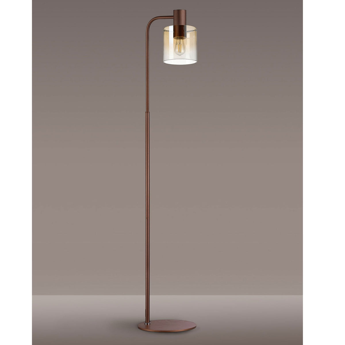 Belstone Floor Lamp in Mocha with Amber Fade Glass