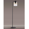 Belstone Large Floor Lamp in Black & Chrome with Amber Fade Glass