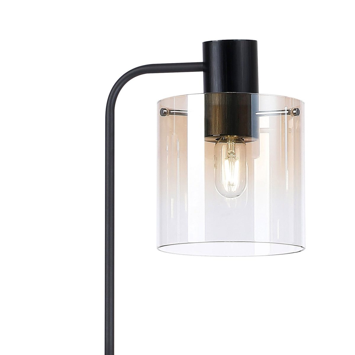 Belstone Large Floor Lamp in Black & Chrome with Amber Fade Glass