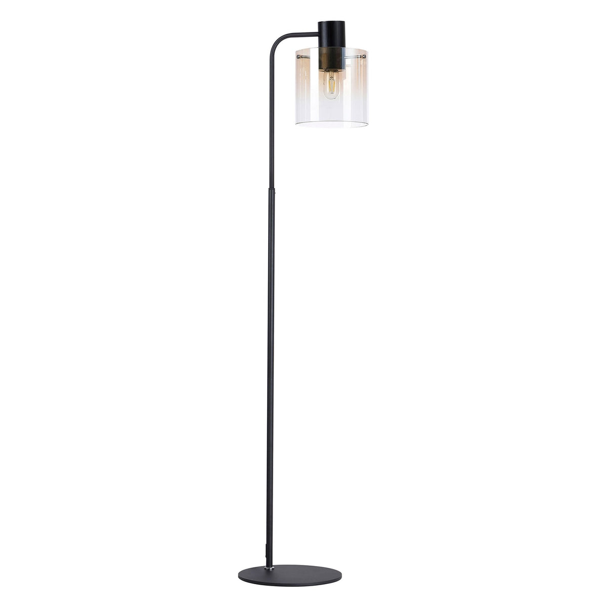 Belstone Large Floor Lamp in Black & Chrome with Amber Fade Glass