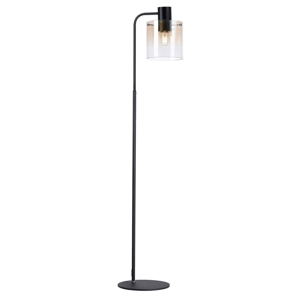 Belstone Large Floor Lamp in Black & Chrome with Amber Fade Glass