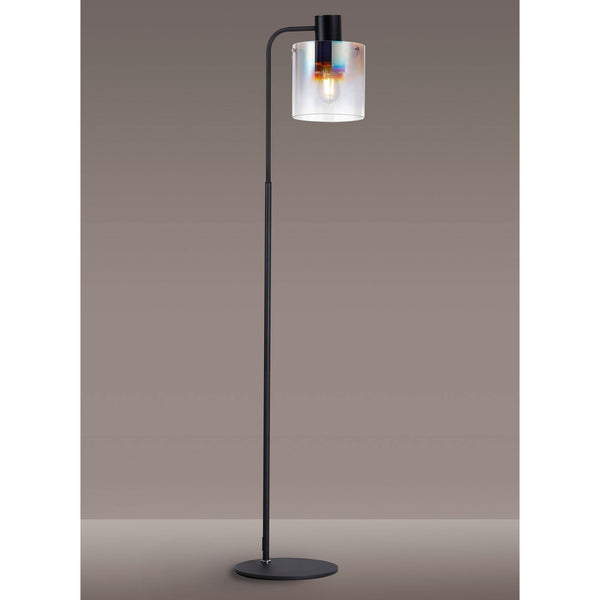 Belstone Large Floor Lamp in Black & Chrome with Iridescent Fade Glass