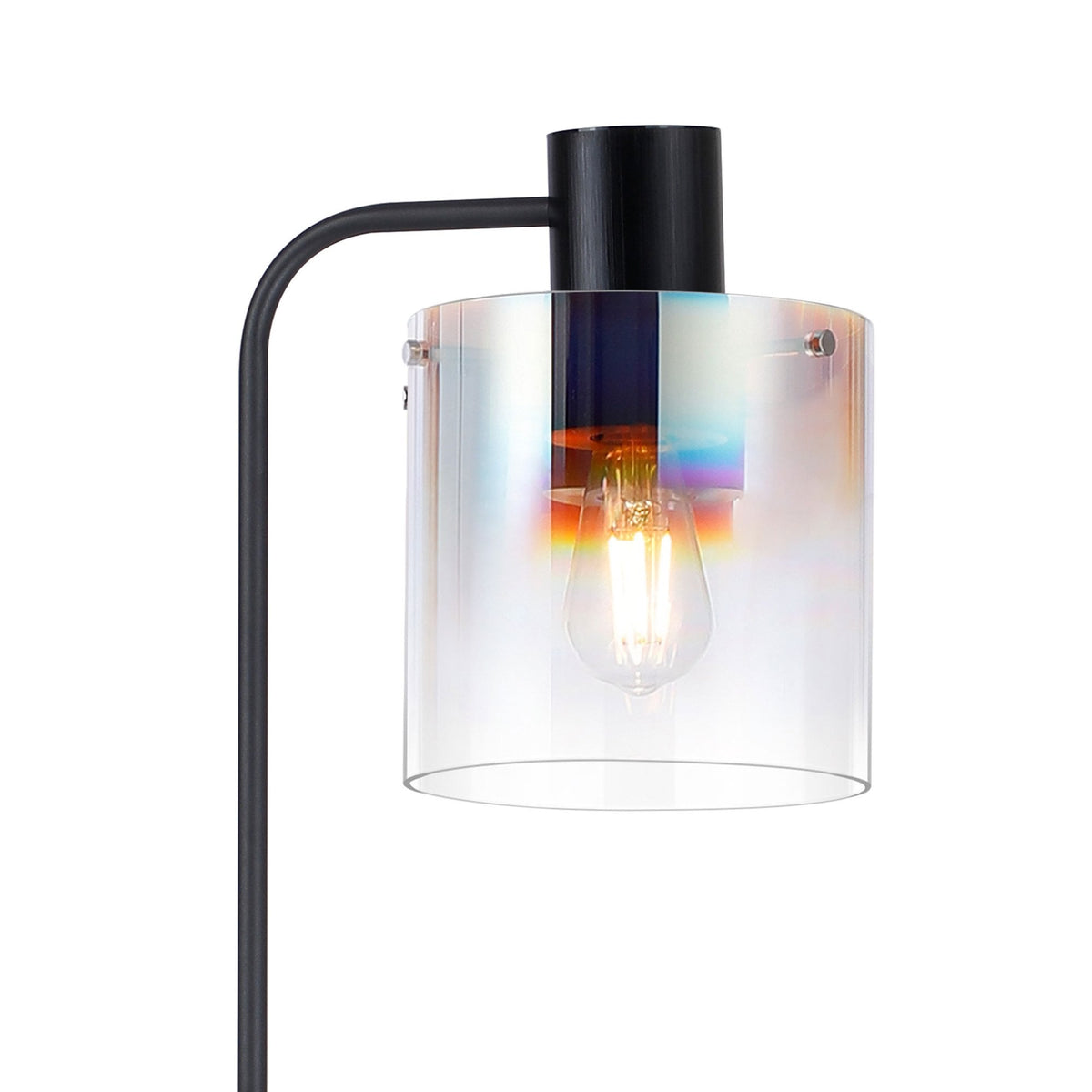 Belstone Large Floor Lamp in Black & Chrome with Iridescent Fade Glass