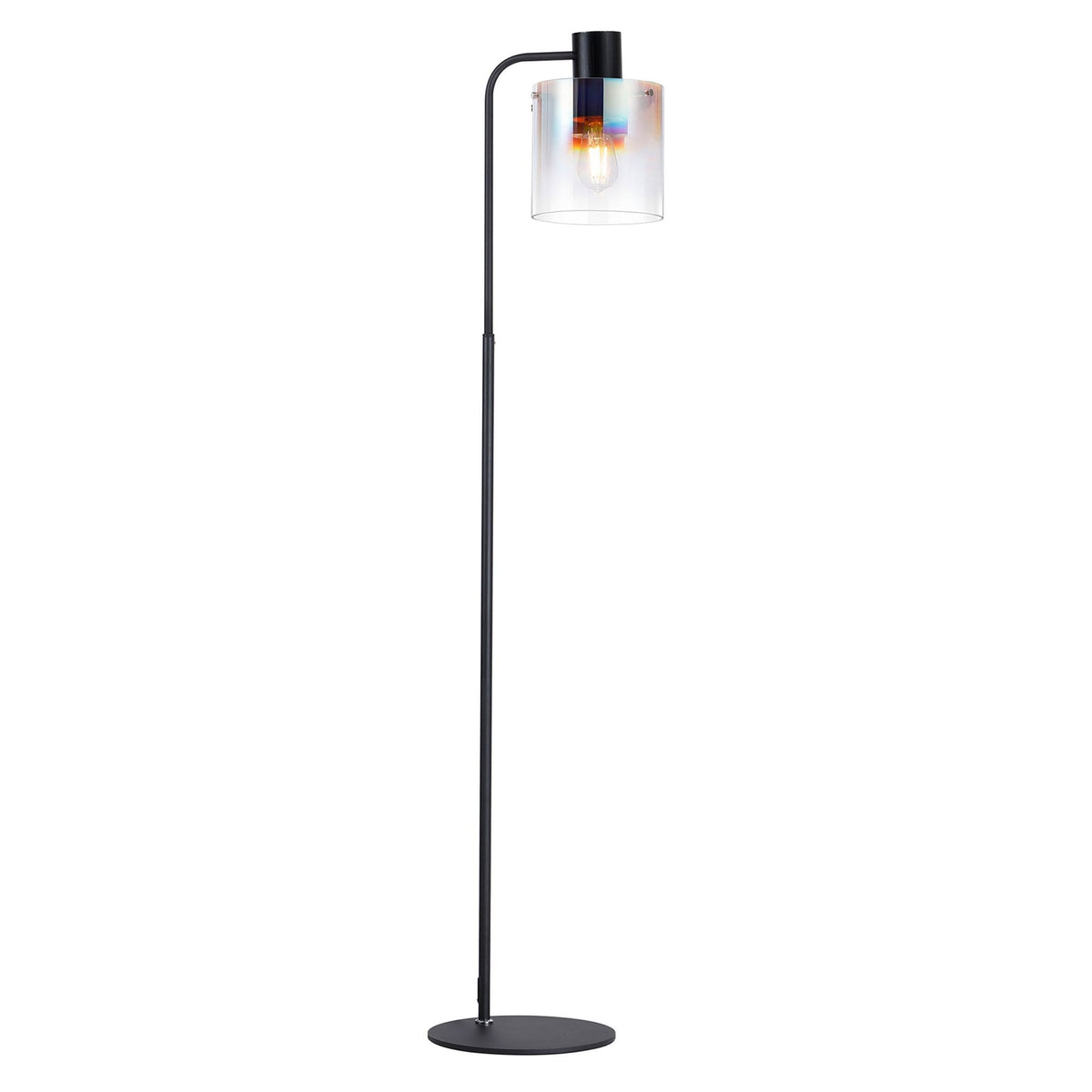 Belstone Large Floor Lamp in Black & Chrome with Iridescent Fade Glass