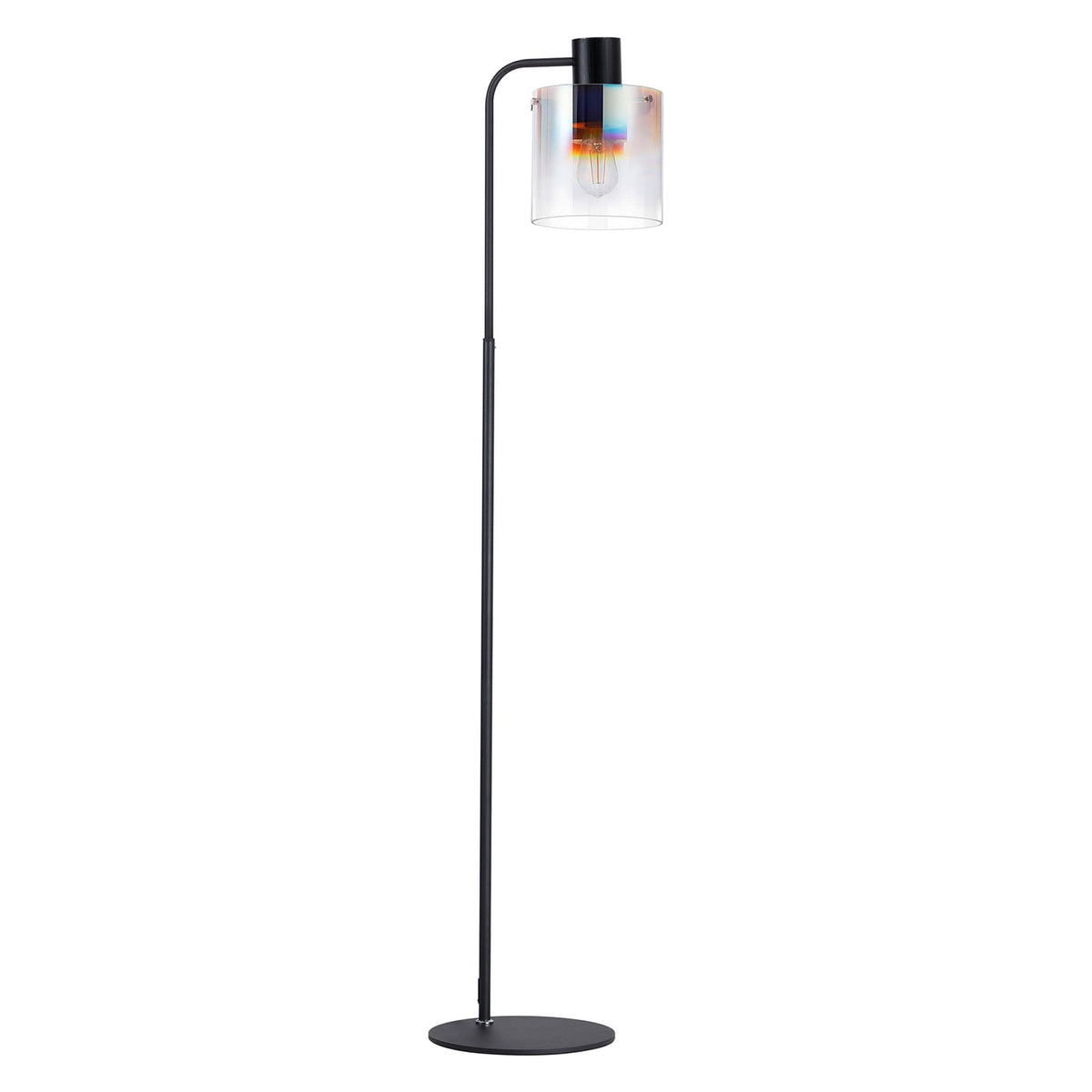 Belstone Large Floor Lamp in Black & Chrome with Iridescent Fade Glass