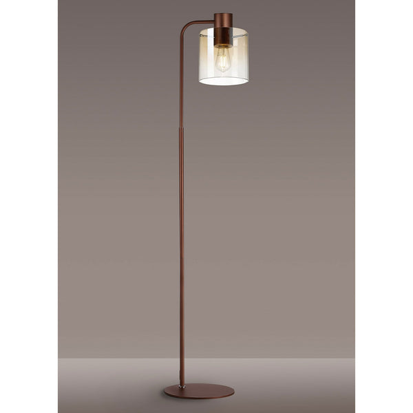 Belstone Large Floor Lamp in Mocha with Amber Fade Glass