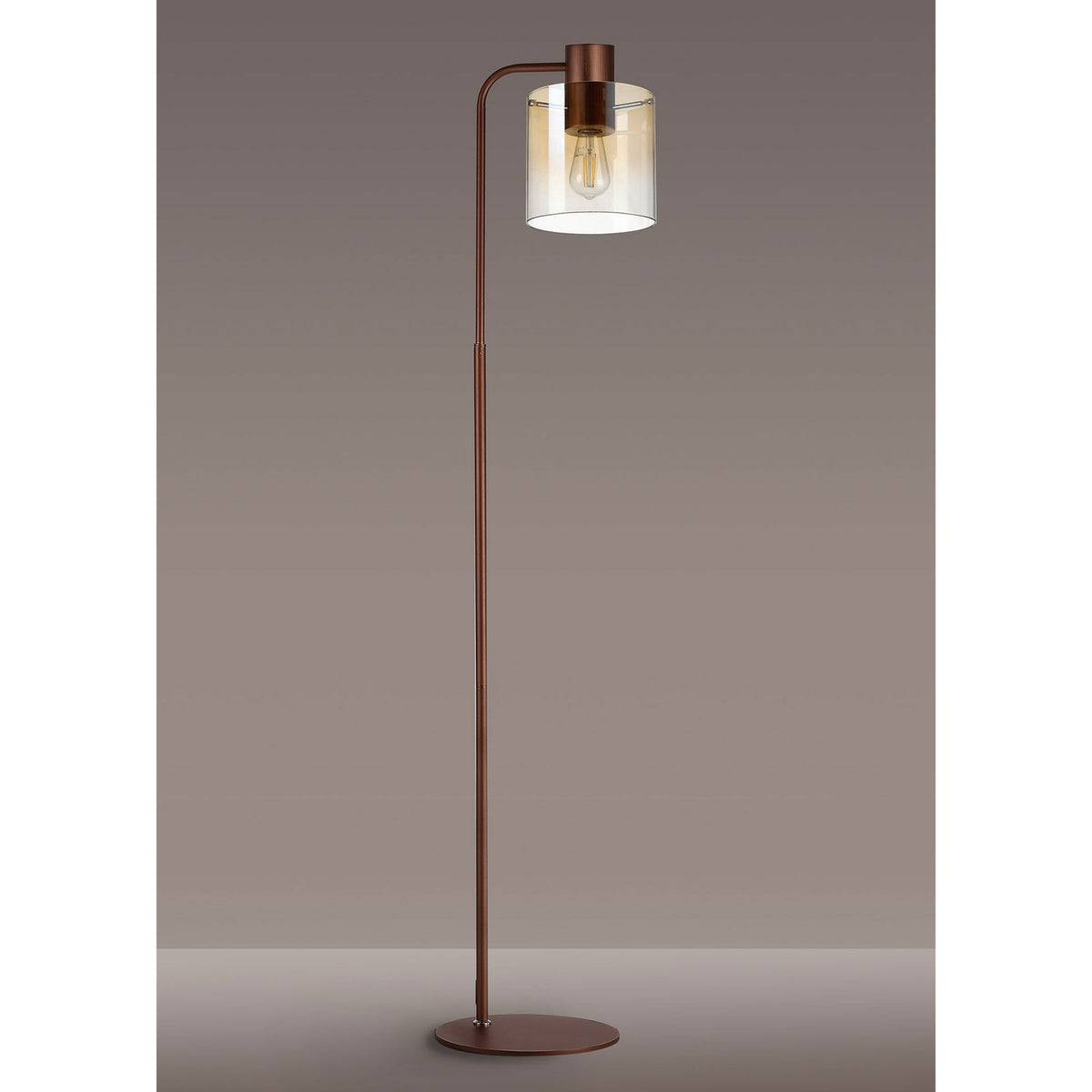 Belstone Large Floor Lamp in Mocha with Amber Fade Glass