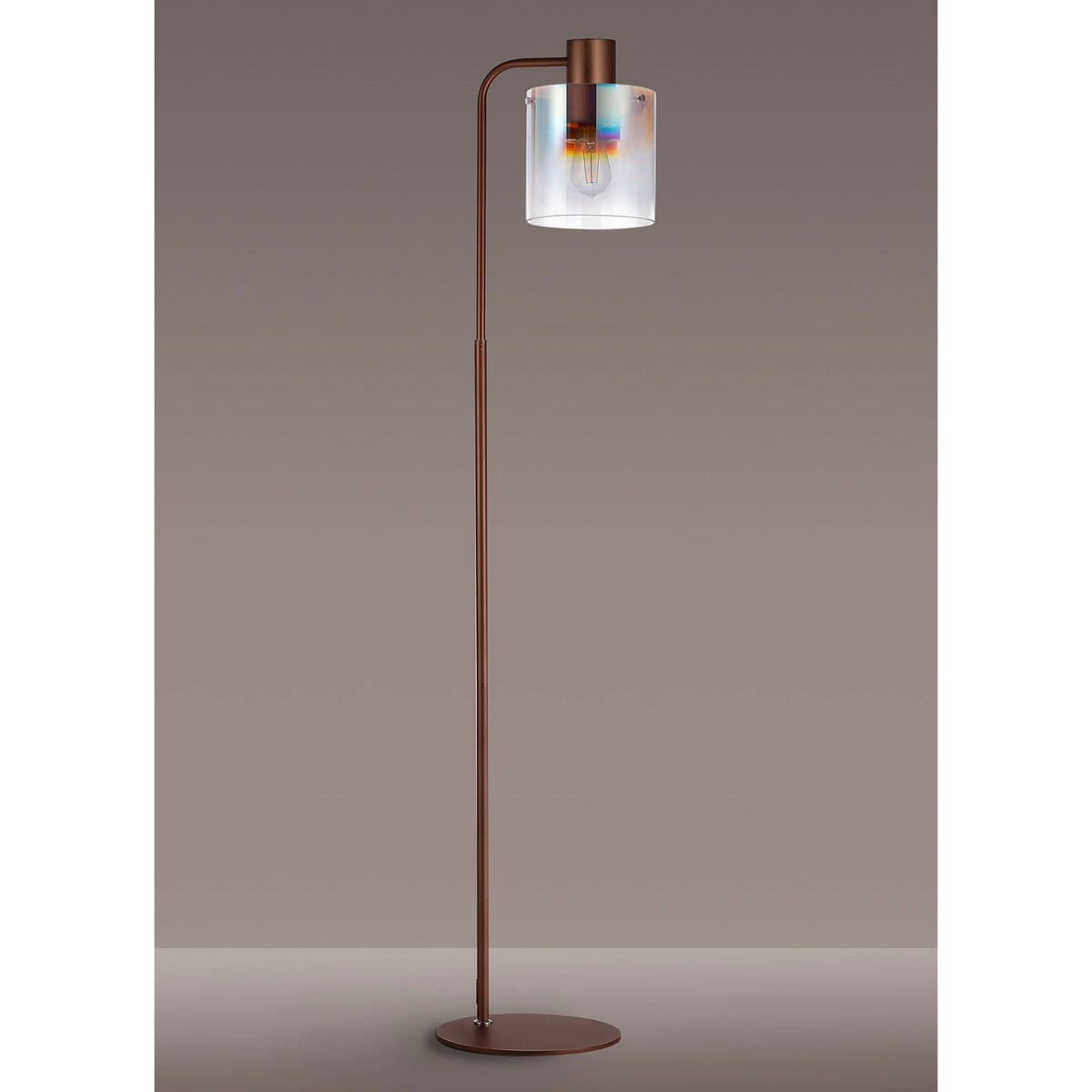 Belstone Large Floor Lamp in Mocha with Iridescent Fade Glass