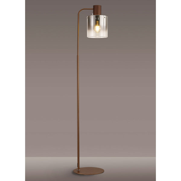 Belstone Large Floor Lamp in Mocha with Smoke Fade Glass