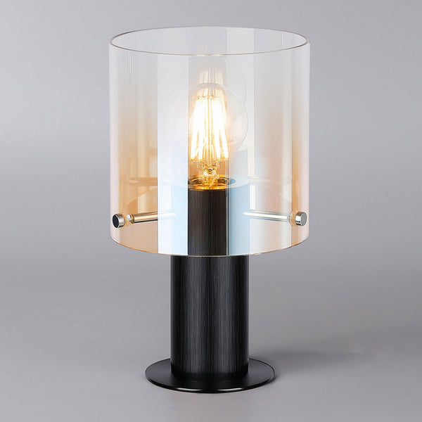 Belstone Table Lamp in Black & Chrome with Amber Fade Glass