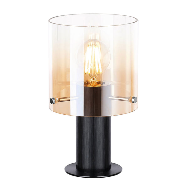 Belstone Table Lamp in Black & Chrome with Amber Fade Glass