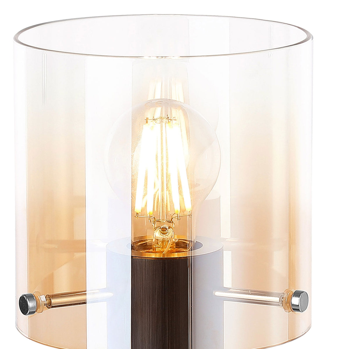 Belstone Table Lamp in Black & Chrome with Amber Fade Glass