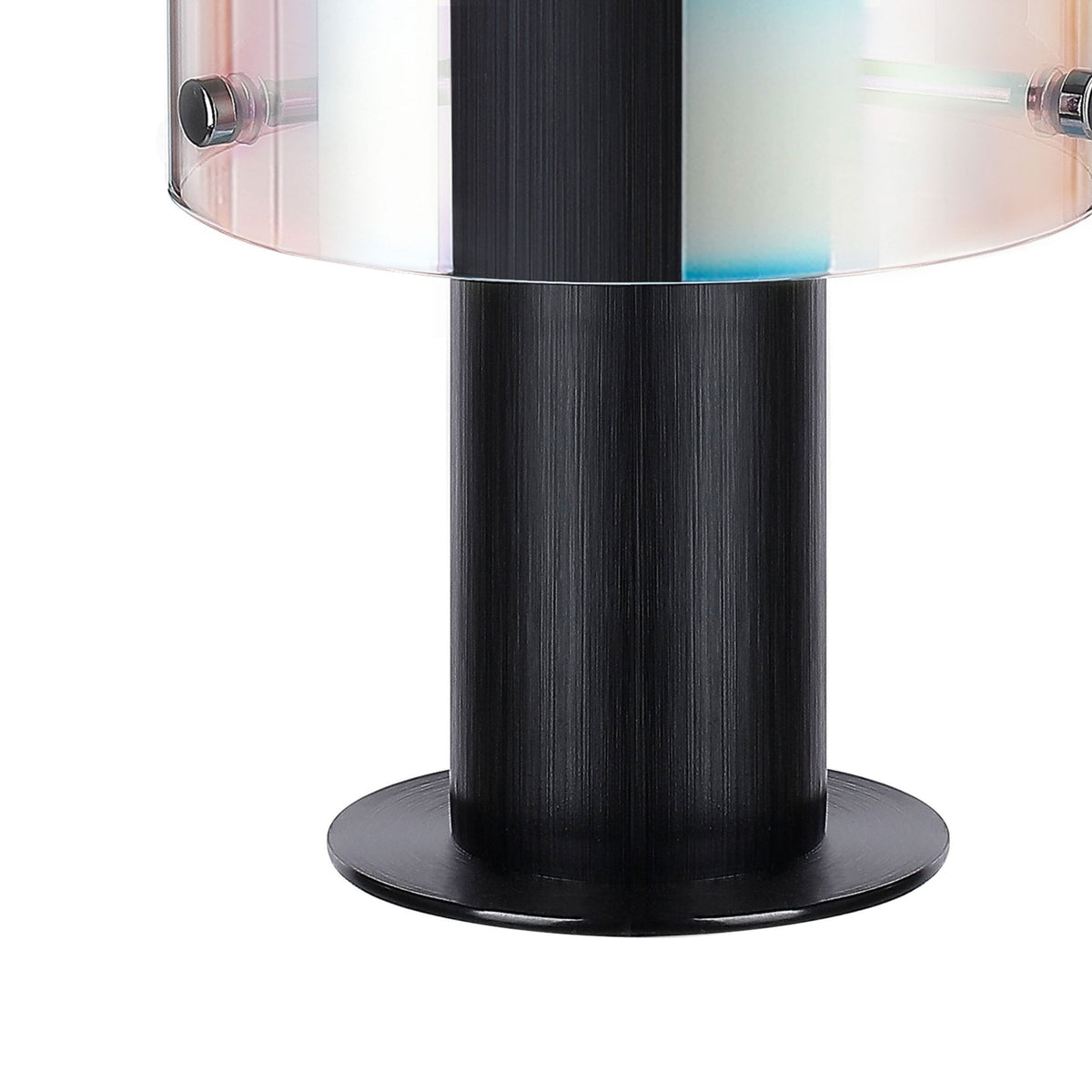 Belstone Table Lamp in Black & Chrome with Iridescent Fade Glass