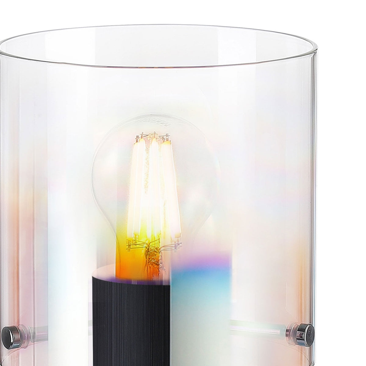 Belstone Table Lamp in Black & Chrome with Iridescent Fade Glass