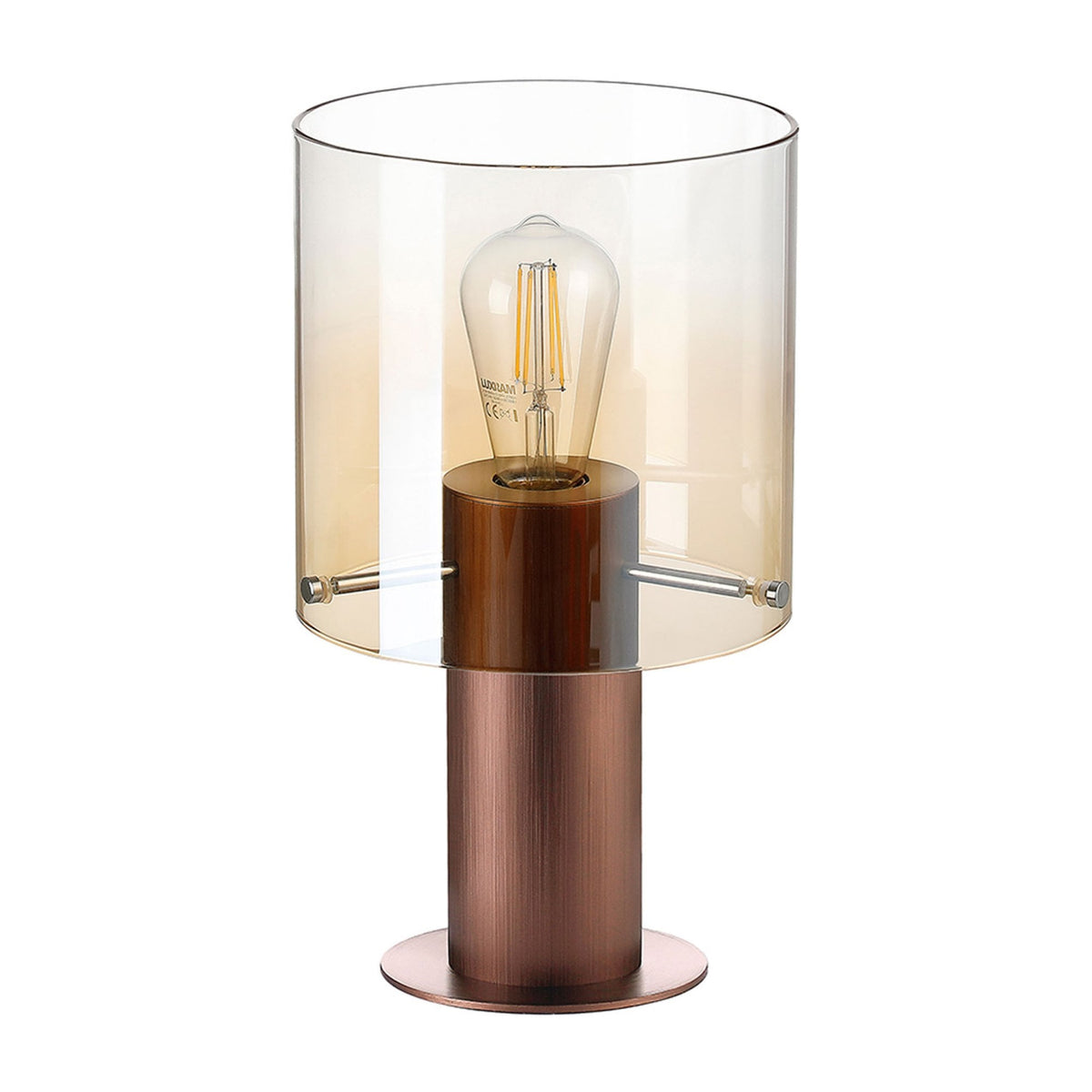 Belstone Table Lamp in Mocha with Amber Fade Glass