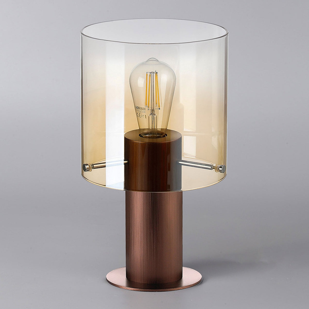 Belstone Table Lamp in Mocha with Amber Fade Glass