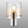 Belstone Table Lamp in Polished Nickel & Black with Amber Fade Glass