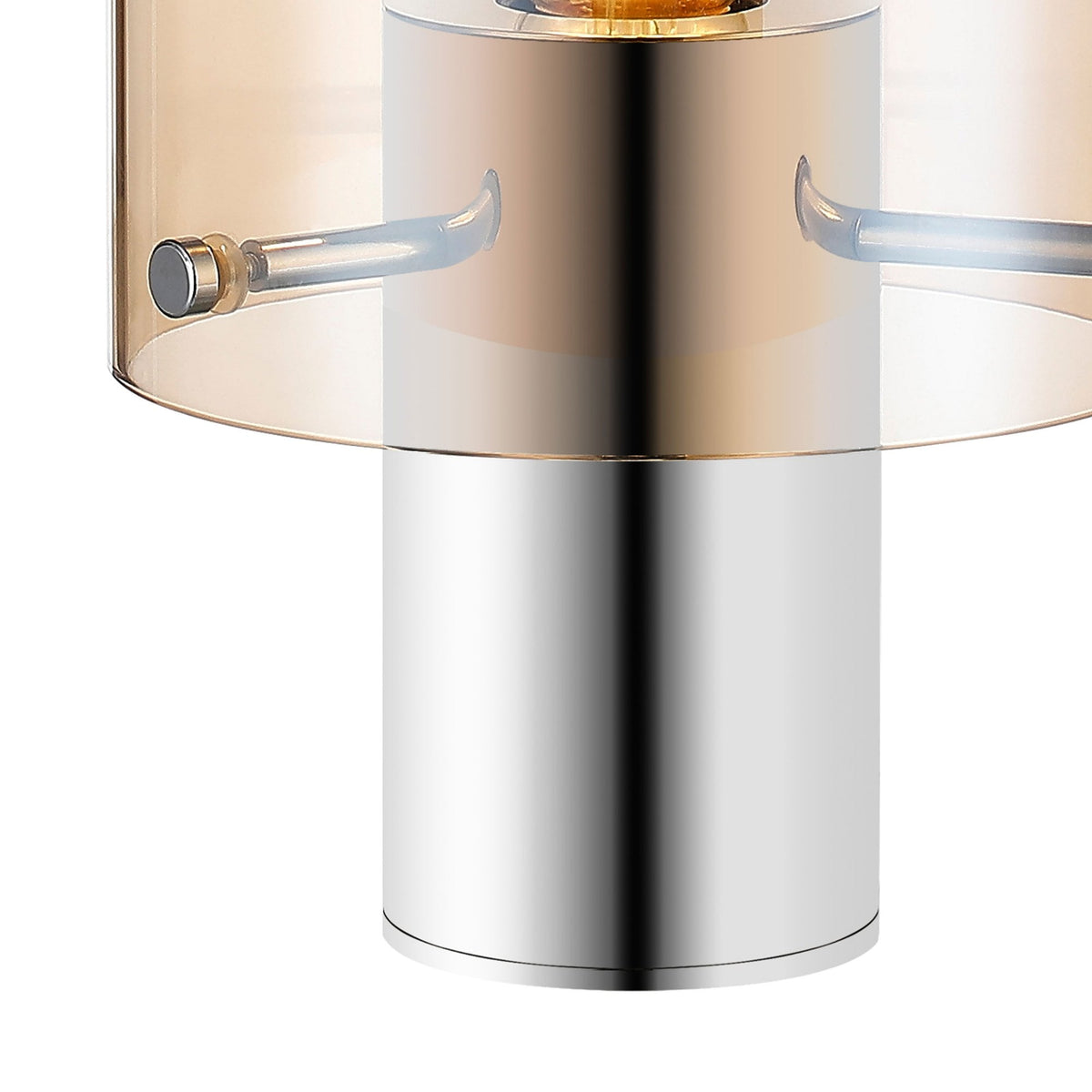 Belstone Table Lamp in Polished Nickel & Black with Amber Fade Glass