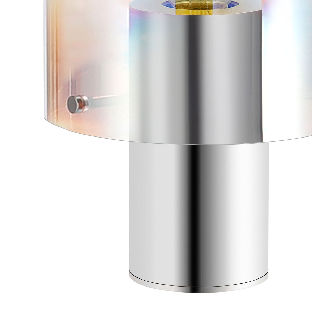 Belstone Table Lamp in Polished Nickel & Black with Iridescent Fade Glass