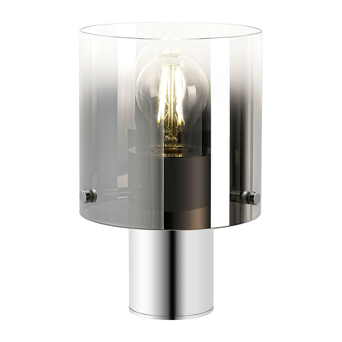 Belstone Table Lamp in Polished Nickel & Black with Smoke Fade Glass