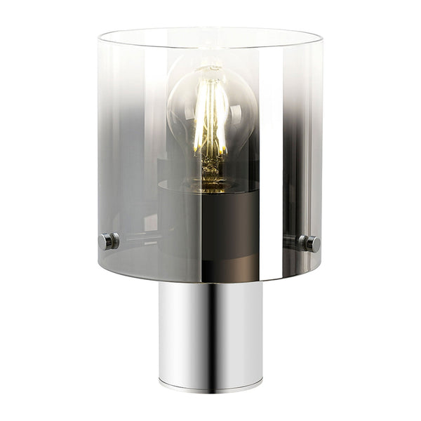 Belstone Table Lamp in Polished Nickel & Black with Smoke Fade Glass