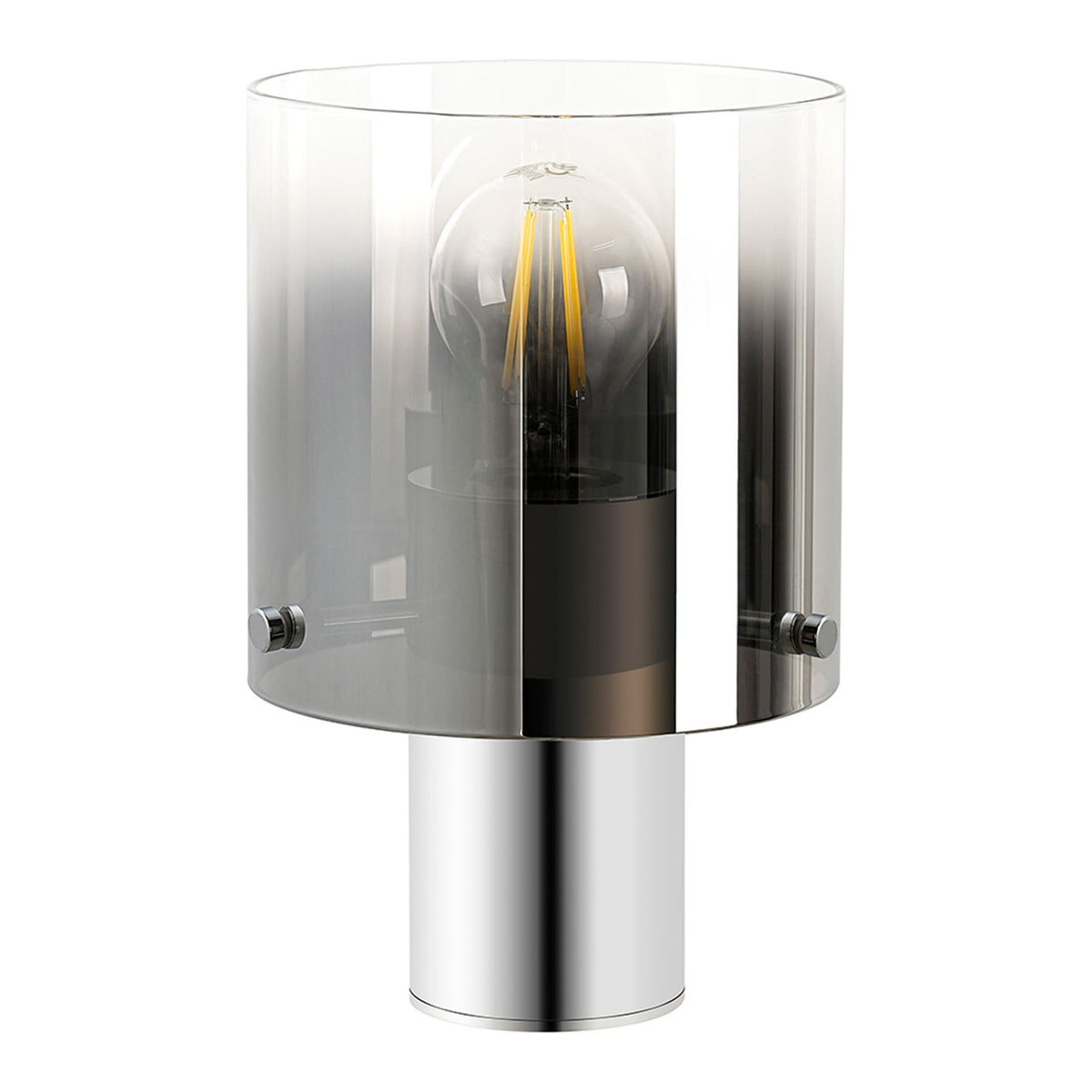 Belstone Table Lamp in Polished Nickel & Black with Smoke Fade Glass