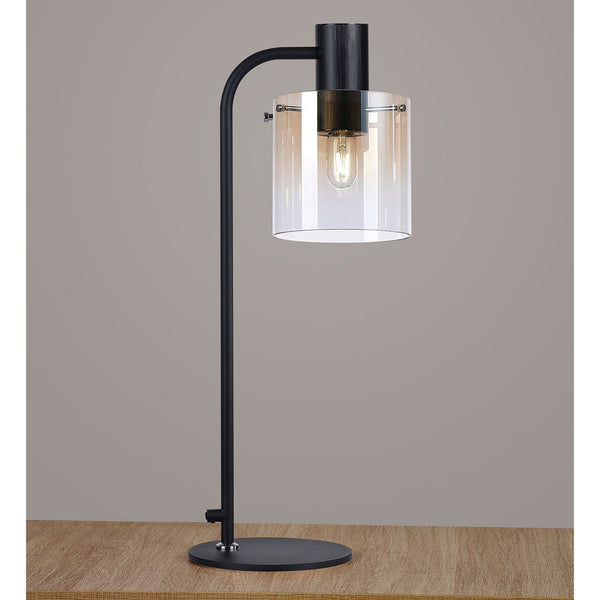 Belstone Large Table Lamp in Black & Chrome with Amber Fade Glass