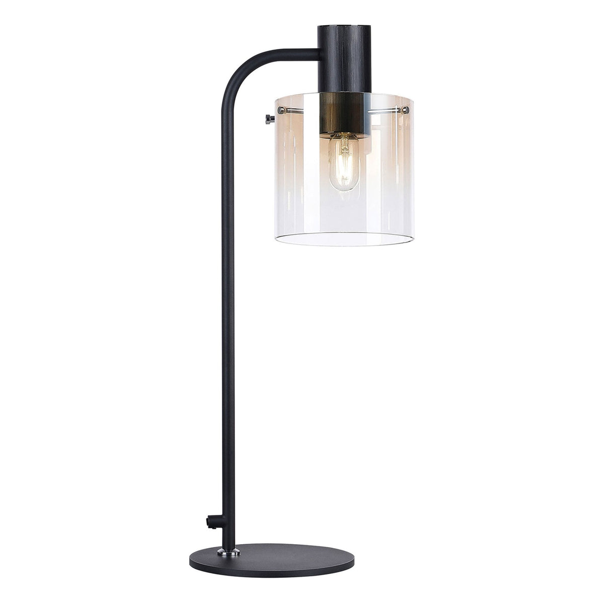 Belstone Large Table Lamp in Black & Chrome with Amber Fade Glass