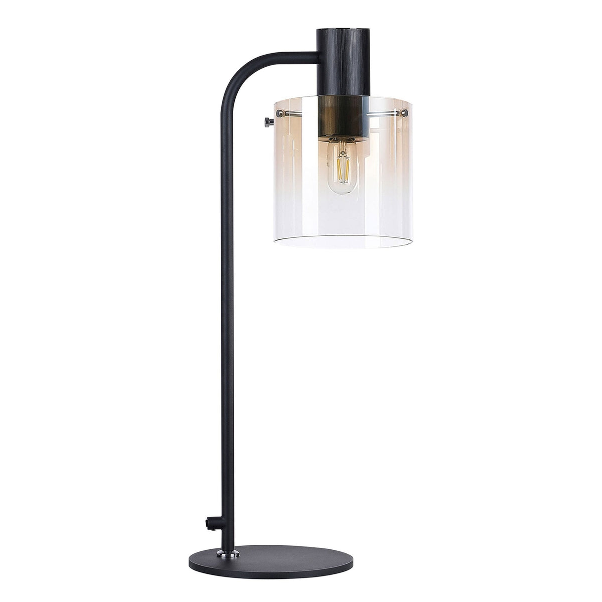 Belstone Large Table Lamp in Black & Chrome with Amber Fade Glass