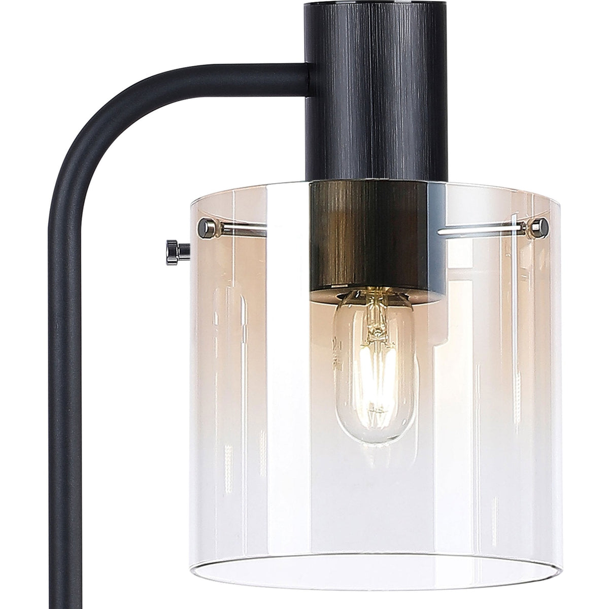 Belstone Large Table Lamp in Black & Chrome with Amber Fade Glass