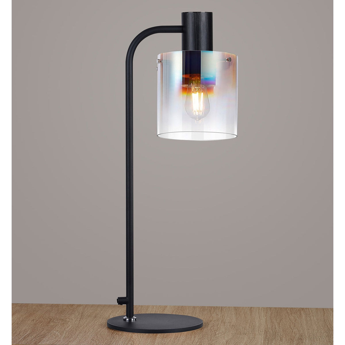 Belstone Large Table Lamp in Black & Chrome with Iridescent Fade Glass