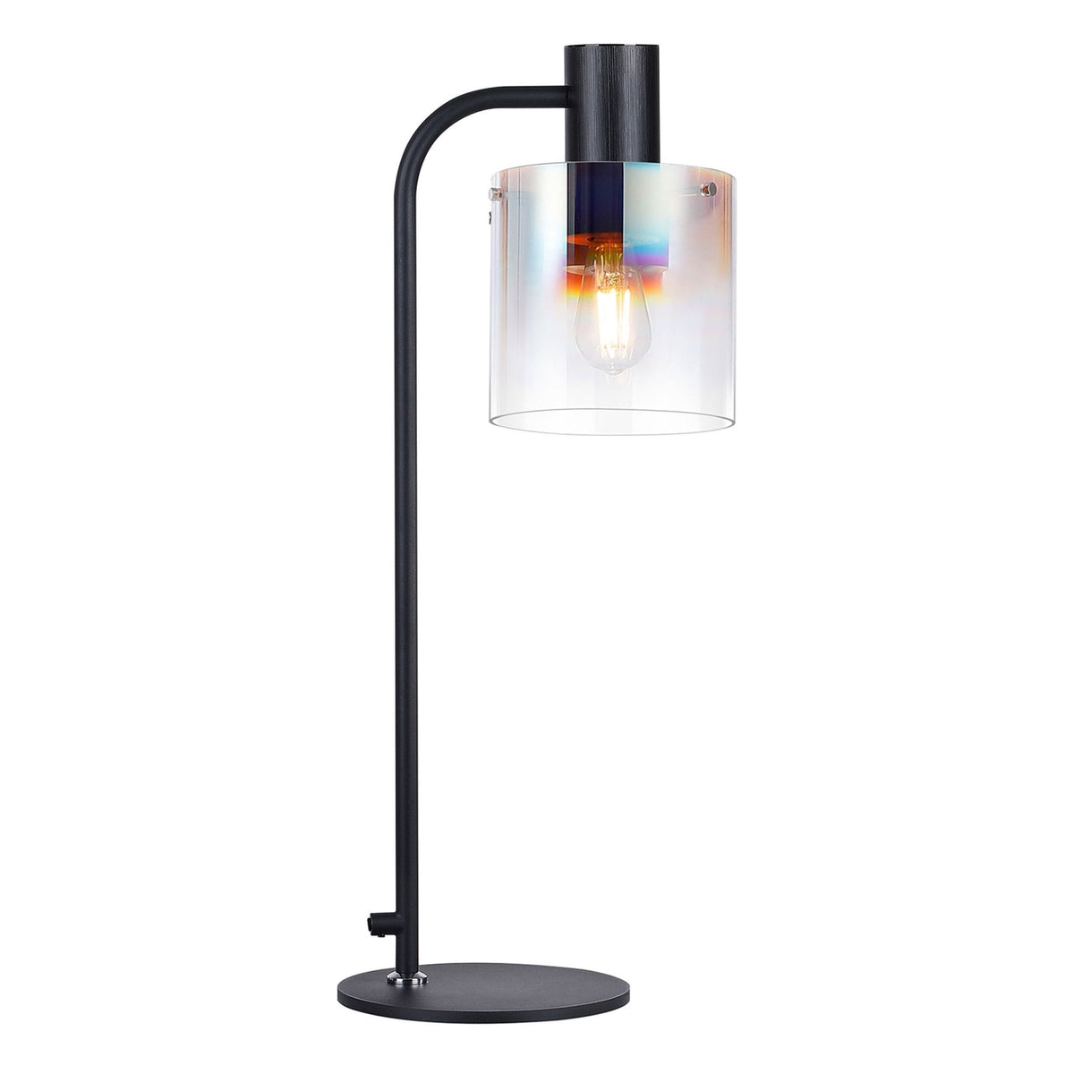 Belstone Large Table Lamp in Black & Chrome with Iridescent Fade Glass