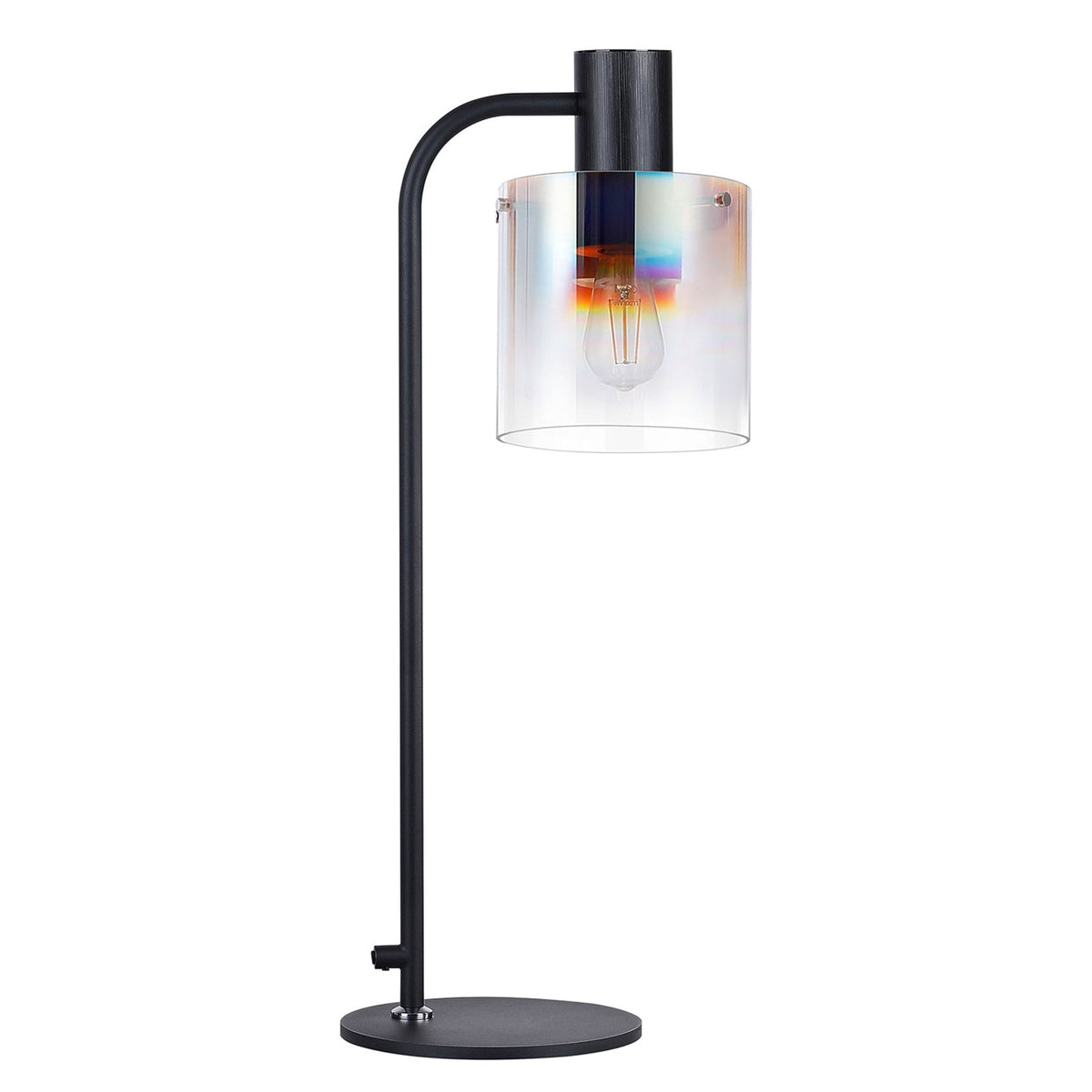 Belstone Large Table Lamp in Black & Chrome with Iridescent Fade Glass