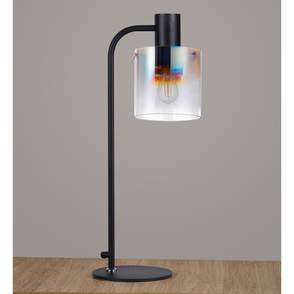 Belstone Large Table Lamp in Black & Chrome with Iridescent Fade Glass