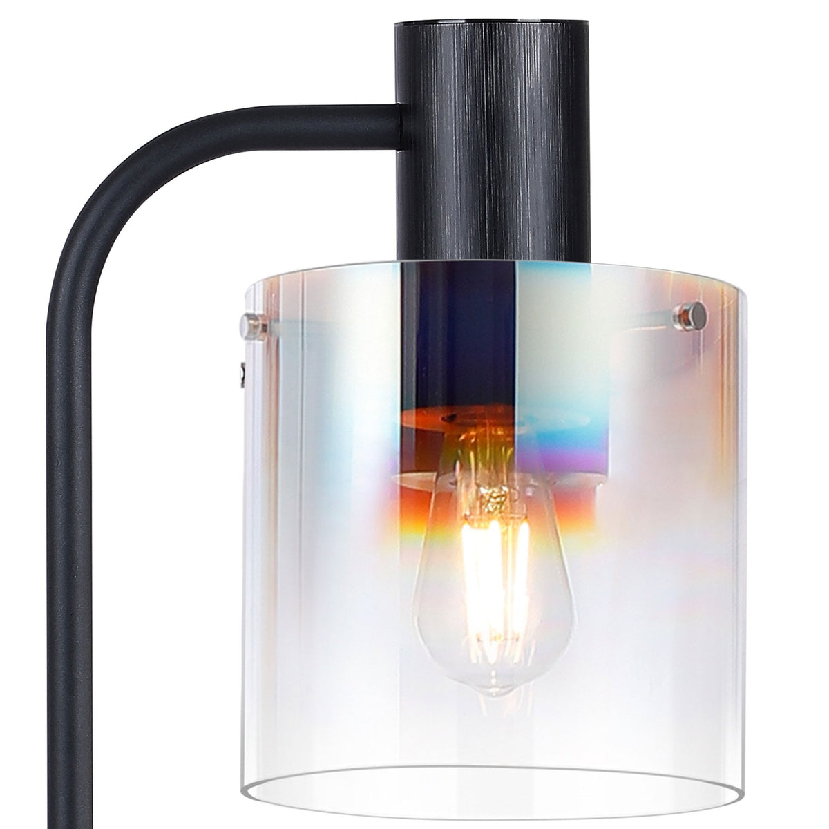 Belstone Large Table Lamp in Black & Chrome with Iridescent Fade Glass