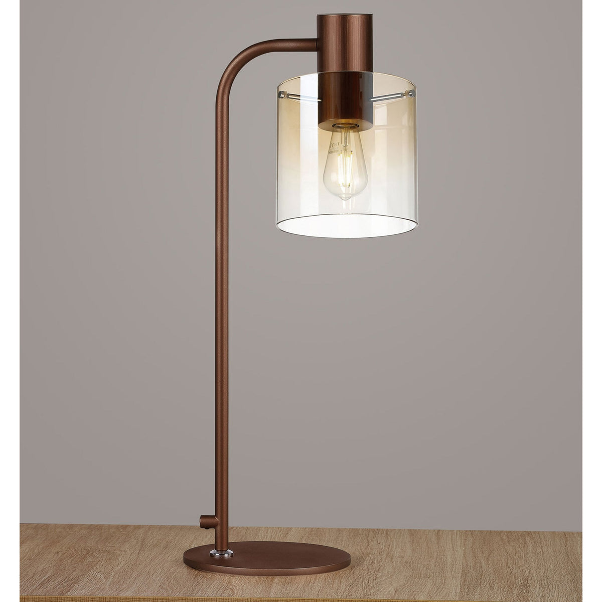 Belstone Large Table Lamp in Mocha with Amber Fade Glass