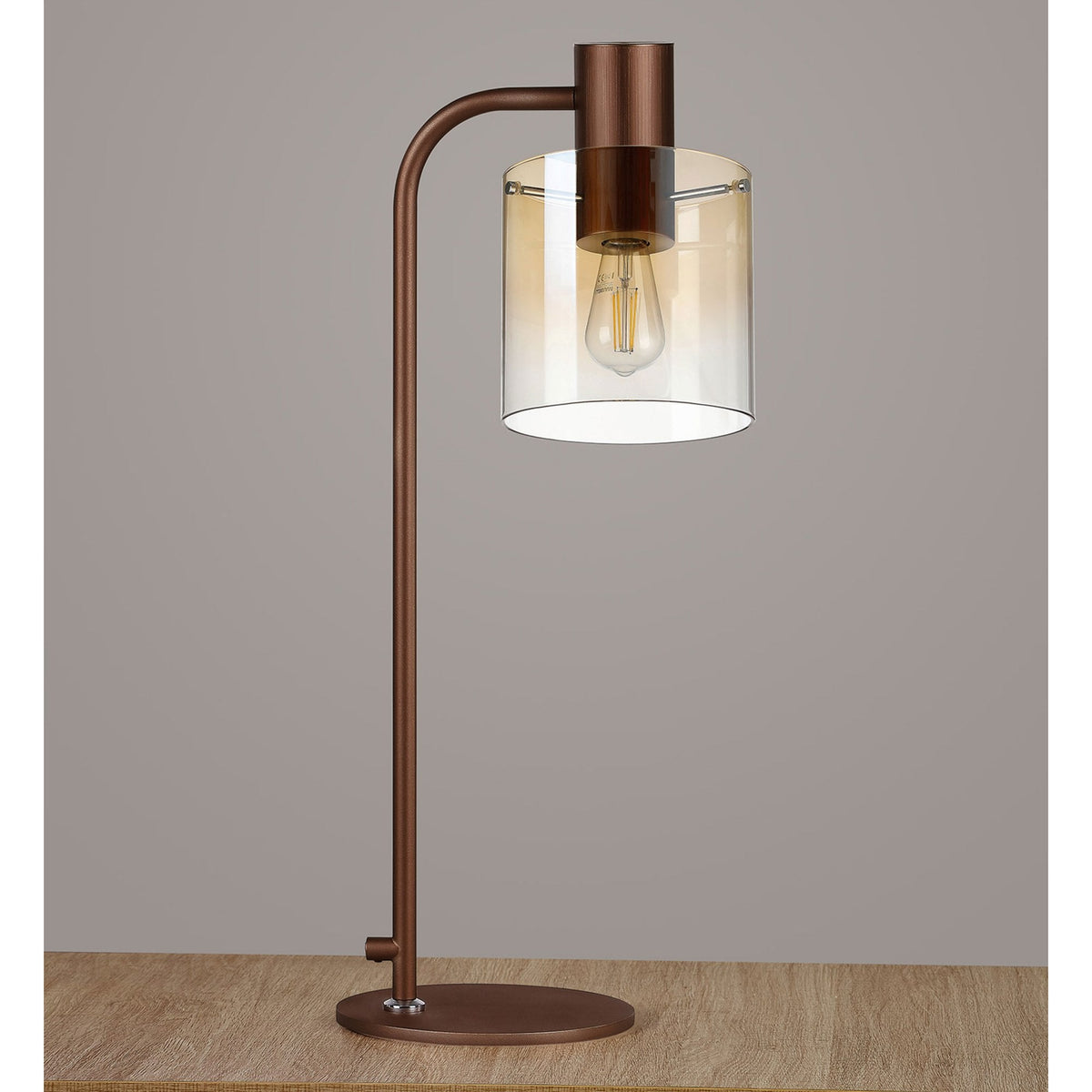 Belstone Large Table Lamp in Mocha with Amber Fade Glass