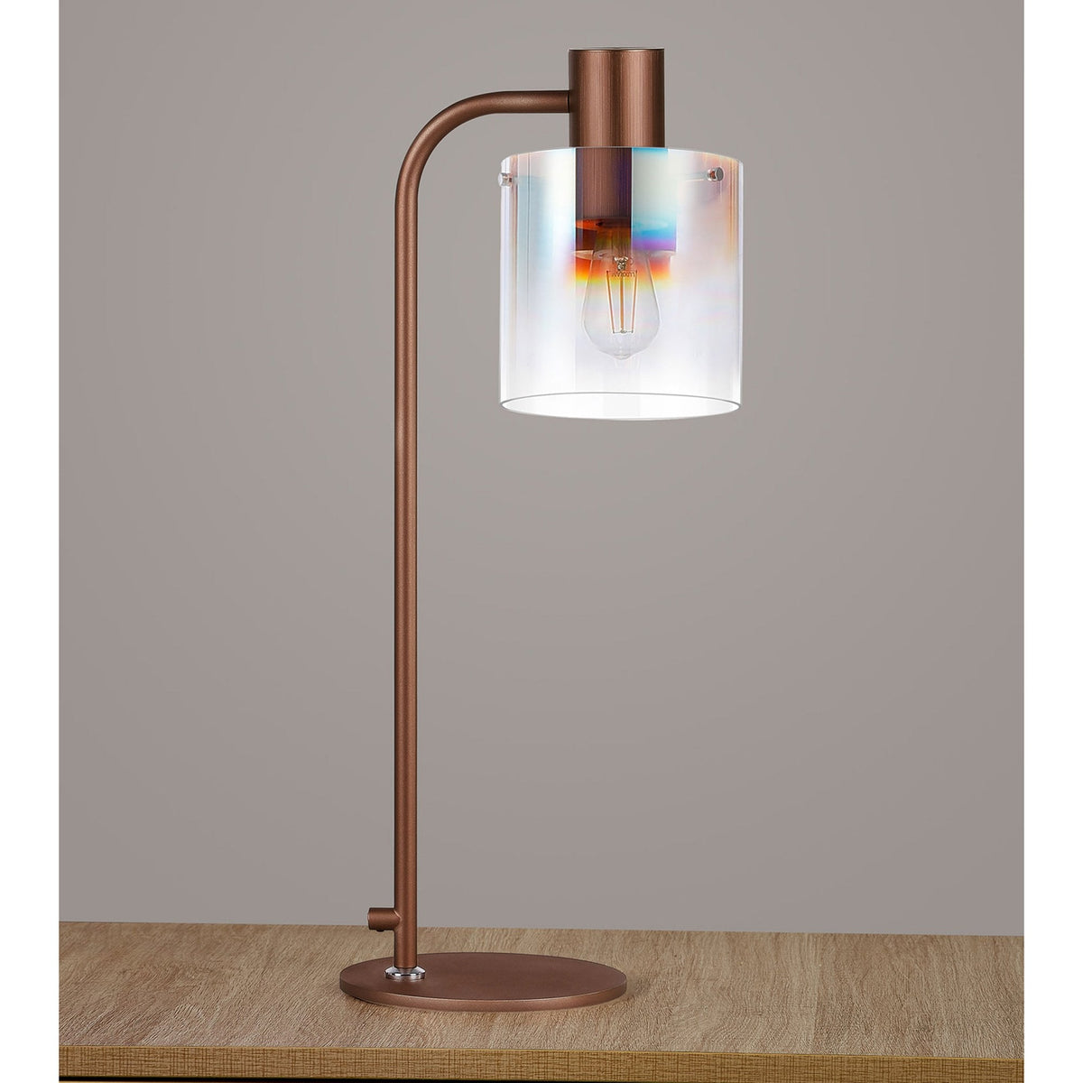 Belstone Large Table Lamp in Mocha with Iridescent Fade Glass