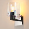 Belstone Switched Wall Light in Black & Chrome with Iridescent Fade Glass