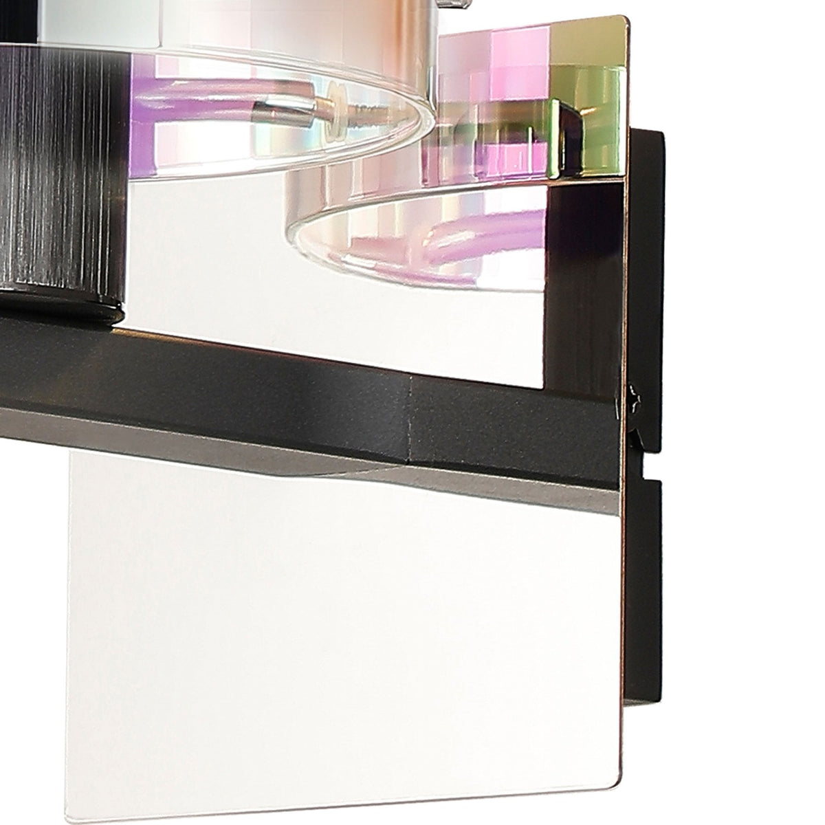 Belstone Switched Wall Light in Black & Chrome with Iridescent Fade Glass
