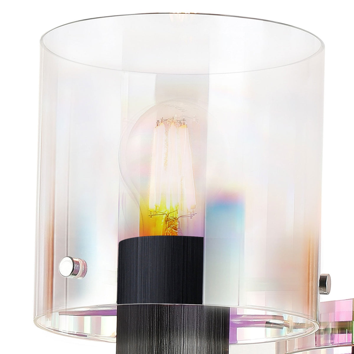 Belstone Switched Wall Light in Black & Chrome with Iridescent Fade Glass