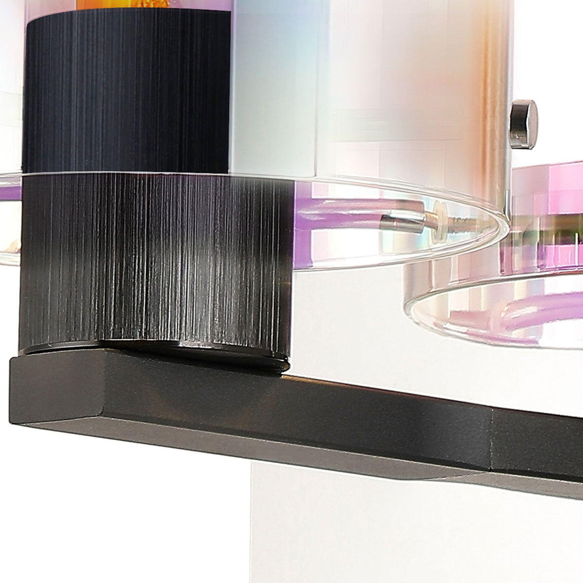 Belstone Switched Wall Light in Black & Chrome with Iridescent Fade Glass